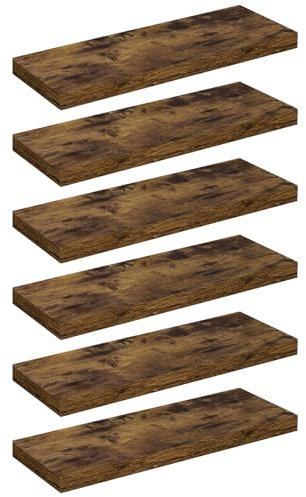 WOLTU Schweberegal Wandregal freischwebend Regal Wandboard Bücherregal Holz Board für Bücher, Bilder, Deko 50x23x3.8cm Vintagebraun RG9368hov-6