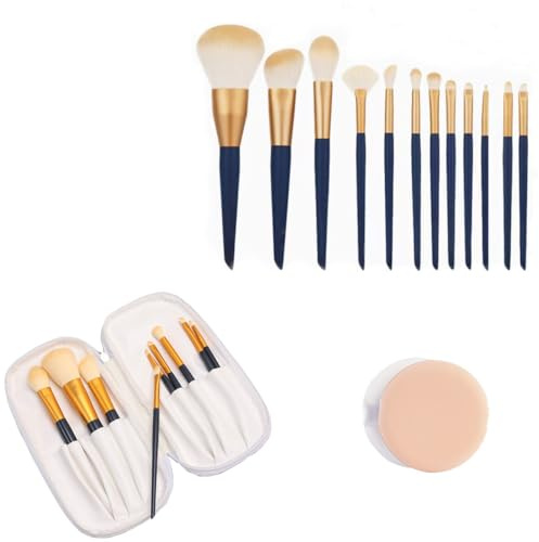 12 stycken professionella riktiga teknikborstar set makeup kosmetiska verktyg foundation blush ögonbryn akeup pensel penselväska