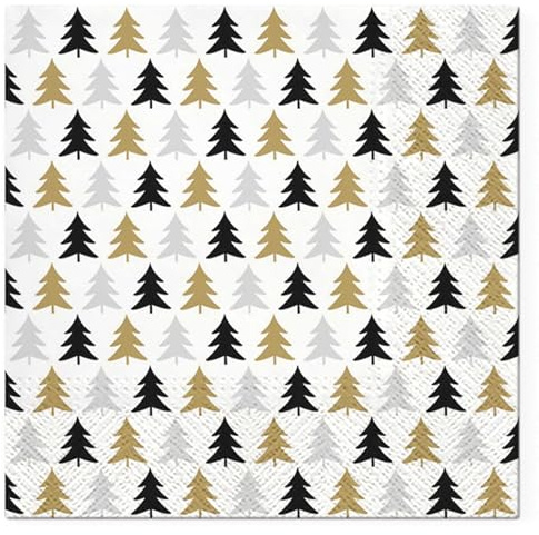 Homéa, Set mit 20 Papierservietten, 3-lagig, 33 x 33 cm, Motiv festliche Tannenbäume