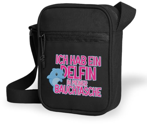 Prozente Momente Ich hab ein Delfin in meiner Bauchtasche - Umhängetasche | Malle | Party | lustige Sprüche | Schultertasche | Länge verstellbar | Bauchtasche