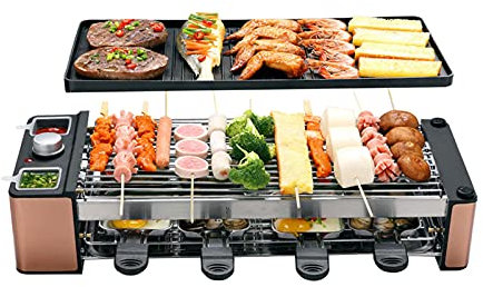 Parrilla sin Humo casera de Doble Capa, Parrilla eléctrica, Parrilla de Barbacoa eléctrica de Mesa, Parrilla de Barbacoa eléctrica Multifuncional