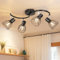 Kimjo Plafonnier Led Orientable - Luminaire Plafonnier Cuisine 4 Spot Noir - Plafonnier Salon Industriel Luminaire Cuisine E14 Spots de Plafond - Rampe de Spots Applique Murale Chambre Sans Ampoule