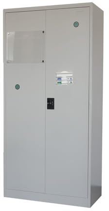 IVOL Stahl Aktenschrank - 185 x 90 x 30 cm - Abschließbar mit 4 Ablagen - Stahlschrank (3, Grau)