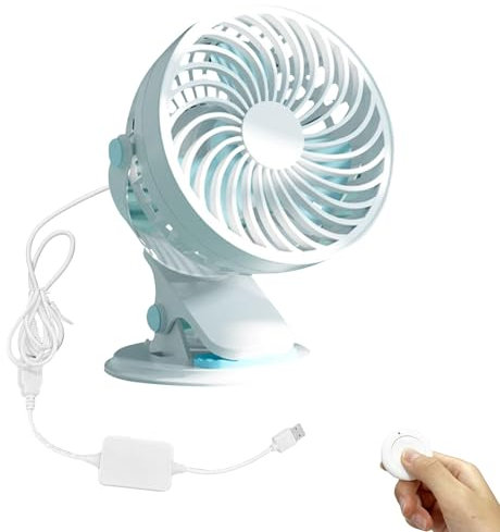 FSLiving Clip ventilator grow, Grow Ventilator mit Fernbedienung,Verstellbarer Winkel mini fan für Growzelt mit oszillierender Funktion,3 Lüfterblätter(GYFS033)
