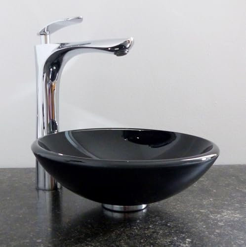 Nero Aufsatz Waschbecken Glas Waschschale rund klein schwarz 29cm Waschtisch Gäste-WC Bad Wohnmobil