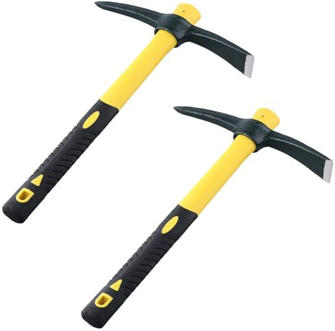 MAKTSAM 2 PCS 15 Inch Pick Mattock, Pick Mattock Hoe with Plastic Coated Rubber Handle, Pick Axe for Gardening Planting