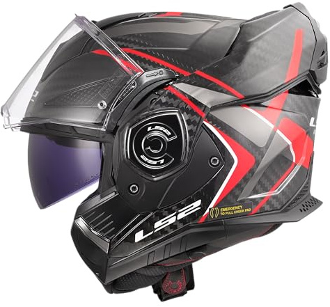 LS2, Modularer Motorradhelm ADVANT X CARBON FUTURE II Gloss Red, 3XL