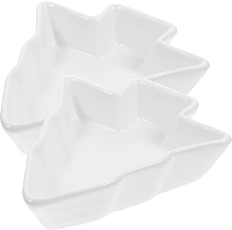DOITOOL piatto da portata in ceramica per albero di natale - vassoio da servizio natalizio a forma di albero di natale per decorazione da tavolo per snack, salse, biscotti(Bianco)