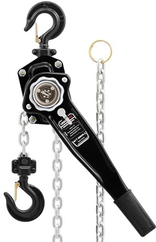 CREWORKS Paranco a Catena Manuale Altezza di Sollevamento 3 Metri Capacità Carico Max 1,5 Tonnellate con Catena Zincata G80 e Ganci Girevoli a 360° per Magazzini Edili Fabbriche