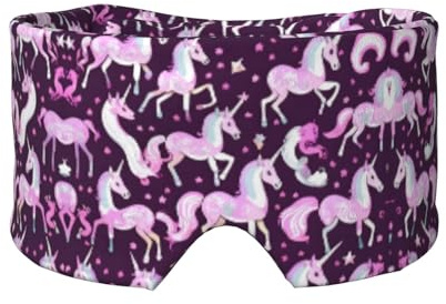 Einhörner rosa Druck ultradünne atmungsaktive Schlafmaske Augen- und Ohrenschützer für einen gesunden Schlaf einstellbar