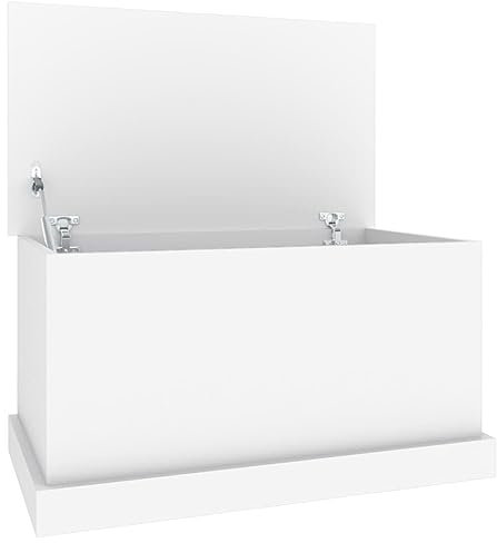 Myheimly Truhe Aufbewahrungsbox mit Deckel, Auflagenbox Kiste mit Stauraum, Kissenbox Werkzeugkasten Spielzeugtruhe Weiß 70x40x38 cm Holzwerkstoff