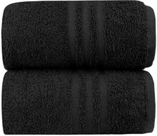Jumbo badlakan storlek 100 x 200 cm högabsorberande 2-pack stora badhanddukar 100 % kammad bomull supermjuka extra stora lyxiga handdukar (svart)