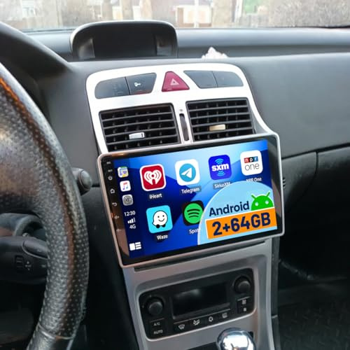 2+64GB Android 15 Radio para Peugeot 307 2002-2013 Wireless Carplay Android Auto, 9'' Pantalla Táctil Radio de Coche con GPS, Bluetooth, Cámara de Marcha Atrás, WiFi, FM RDS, SWC