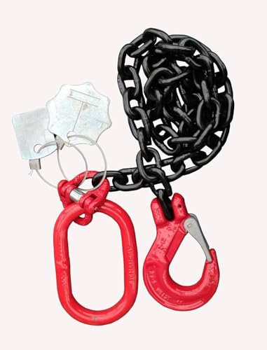 1-Strang 6mm Kettengehänge Anschlagkette Krankette EN 818-4 schwarz GK8 hochfest und geprüft Tragfähigkeit:1,12t Beschlagteile nach EN 1677-2 (5m ohne Verkürzungseinheit)