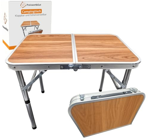 Campingtisch klappbar 60 x 40 cm Packmaß von 40 x 30 x 8 cm Gewicht 2,5 kg | 3 FESTE HÖHEN: Über das Stecksystem auf 26, 50 oder 62 cm
