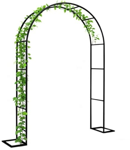 Metal Arbor Garden Arch Trellis For Various Climbing Plants Support Archway, Rustproof Roses Frame For Plant Bridal Party Decoration With Base 200 180 120 140 350 400 cm(Black,WxH 120 x 220cm)