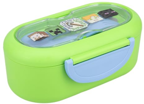 Minecraft Bento Box – Contenitore per il pranzo con licenza ufficiale con divisore, forchetta e cucchiaio, lavabile in lavastoviglie e adatto al microonde, perfetto per scuola o picnic | Paladone