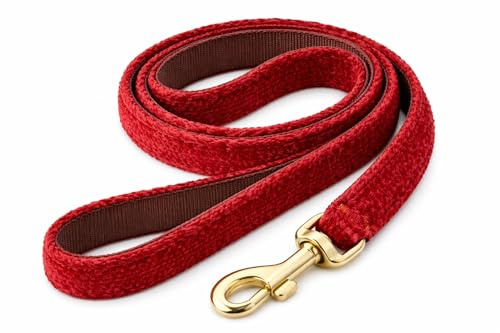 Hundeleine – Führleine – 1.3m x 12mm – Flamingo Saba Rot – Nylon & Samt – Karabiner matt Gold