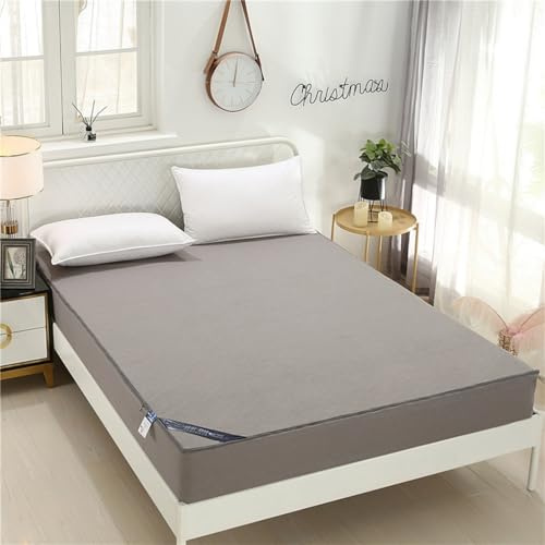 Morbuy Coprimaterasso Singolo Matrimoniale Impermeabile, Coprimaterasso Una Piazza e Mezza Antiacaro con Cerniera Morbida e Traspirante per Materassi Altezza 25cm (180x200+25cm,3D Grigio)
