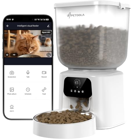 Comedero Automático para Perros, Dispensador de Alimentos para Gatos Programable de 1 a 6 Comidas para Gatos y Perros pequeños y medianos, comedero automático para Mascotas (con Video)