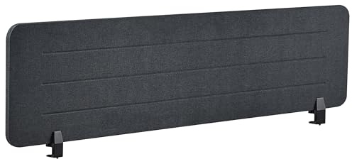 Beliani Schreibtisch Trennwand Akustik dunkelgrau 160 x 40 cm Befestigungsklammern Ziggy