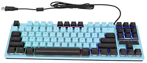 BAFOVY Mechanische Tastatur, ABS, Leicht, 87 Tasten, Mechanische Gaming-Tastatur mit Bunter Hintergrundbeleuchtung für Desktop-Laptop-Benutzer (Blau Schwarz)