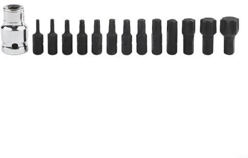 1/5.1 cm Antrieb für Torx Steckschlüsselsatz für -T70, 14-teiliges Ratschenschlüssel Werkzeug mit Adapter für Kfz und Hausreparatur, Vanadium-Stahl-Stecknüsse