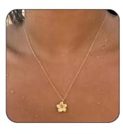 Dermalyx Blume Halskette Boho, Blumen Anhänger Kette, Hawaiianische Blume Kette, Goldene Kette mit Plumeria Anhänger, Sommer Schmuck Geschenk für Sie