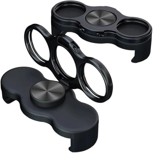Dual-Ring Three-Finger Back Clip Holder, 360° Rotation & Foldable Cell Phone Kickstand Loop for Back of Mobile Support, Magnetic Mounts 3-Finger Phone Grip Holder, Foldable Cell Phone Stand (Black)
