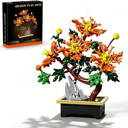 DrmBeyd Botanicals Chrysanthemum Building Set for Adults, 450 PCS Flowers Bouquet Botanical Collection Building Blocks Kit, Artificial Chrysanthemum Plant for Home Office Decor