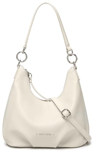 David Jones - Bolso de Hombro Mujer - Bolso Bandolera de Piel Sintética PU Suave - Bolso de Mano Ciudad Moda Casual Pochette Bolso - Bolso Mensajero Crossbody de Tendencia, Beige claro., lunghezza 23