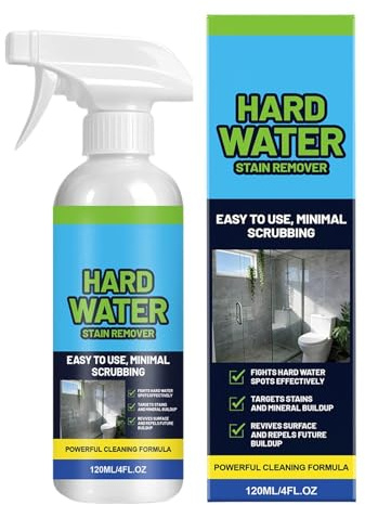 Rimuovi Macchie di Calcare per Bagno - 120ml Senza Strofinio Lunga Durata - Detergente Per Vetri Doccia Da Macchie Di Acqua Dura | Per Piastrelle Rubinetteria Appartamenti Affitti Hotel