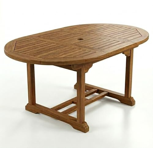 SAM Gartentisch Borneo 120-170x120 cm Teakholz rund Ausziehtisch | Premium ausziehbar, runder aus, oval ausziehbar, wetterfester Terrassentisch mit Schirmloch, Holztisch für und Terrasse