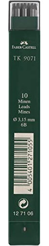 FABER-CASTELL 127106-10 Fallminen TK 9071, Minenstärke: 3,15 mm, Härtegrad: 6B