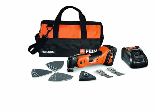 FEIN Multimaster AMM 700 Max 4.0 Ah NYLON BAG EDITION, Set 18 accessori segare e levigare, Compatibile batterie AMPShare/Bosch 18 V, con caricabatteria, 1 batteria 18 V/4Ah incl. Borsa nylon FEIN