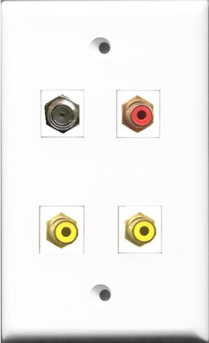 RiteAV 1 Porta RCA Rosso 2 Porte RCA Giallo e 1 Porta Cavo coassiale TV - Tipo F