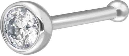 PIERCINGLINE Nasenpiercing 14K Gold Nasenstecker Pin RUNDER MOISSANIT 585er Gold - Roségoldfarben, Goldfarben, Silberfarben