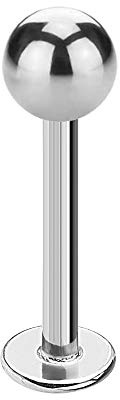 Treuheld® | 1,6 mm LABRET Piercing - SILBER - 14 Größen & Längen - Kugel zum Schrauben - LIPPENPIERCING - Chirurgenstahl 316L Edel-Stahl nickelfrei Piercing-Stab - Intimpiercing & Zungenpiercing 1.6
