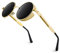GQUEEN Retro Runde Steampunk Polarisierte Sonnenbrille UV400