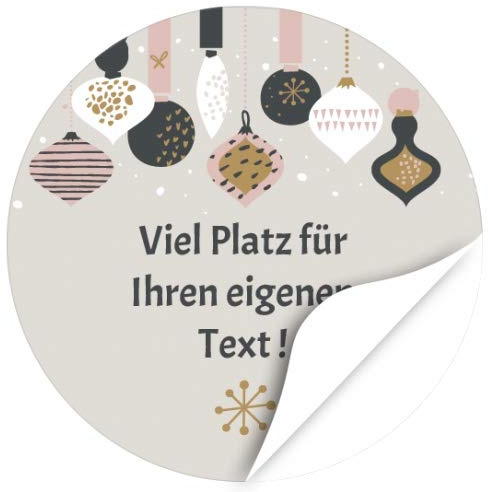 24 PERSONALISIERTE Weihnachtsaufkleber, Motiv Weihnachtskugeln modern beige - Privat, Geschäftlich, als Einladung oder zu Geschenken vielfältig und individuell einsetzbar