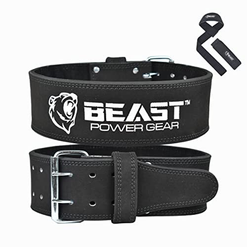 Beast Power Gear Gewichthebergürtel für Damen & Herren – Powergürtel aus Leder mit Rücken- und Kernunterstützung für Gewichtheben, Powerlifting, Krafttraining, Kniebeugen und Kreuzheben