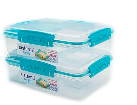 Sistema 2er Pack Lunchbox/Lunch Snack Attack Duo To Go, 975ml - Farben: Mint/Blau