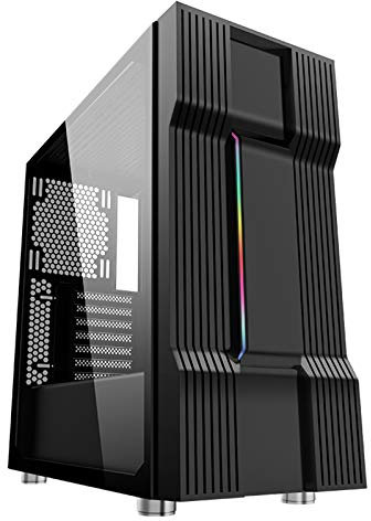 ZXCVBNAS Boîtier PC Gaming - Port USB3.0 - Gestion des câbles de Panneau latéraux en Verre trempé - Soyez Calme Eau-Refroidissement à l'eau - Éclairage RGB intégré - Noir