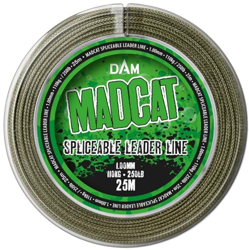 Madcat Cat Spliceable Leader 1mm 110kg - 25m geflochtene Vorfachschnur zum Welsangeln, Wallervorfach zum Spleißen, Welsvorfach für Bungee Rigs, Geflechtvorfach für Waller