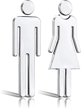 FGXY 2er Set WC Schilder Selbstklebend, Toilettenschild, Türschild Set für Toilette, WC Schild Edelstahl, Toilettenschilder Aufkleber, für Toilette Mann und Frau Piktogramm
