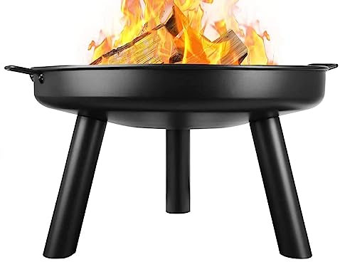 Brasero de Jardín de Ø60 cm, Brasero con Asas, Multifuncional Brasero con Atizador, Brasero de Exterior para Jardín para Calefacción de Jardín, Barbacoa y Fiestas