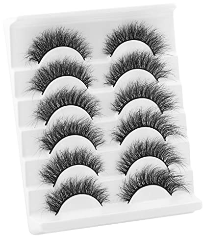 KOUSEI Falsche Wimpern Wispy Katzenauge Künstliche Wimpern Faux Mink Lashes Pack Natürliche Wimpern Weiche Leichte Wiederverwendbare Handgemachte Wimpern 6 Paar Multipack