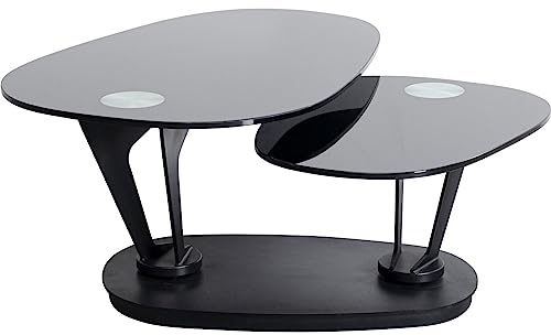 Kare Design Couchtisch Franklin, Schwarz, Wohnzimmertisch, Beistelltisch, Stahlgestell, Keramik Nutzfläche, 41x150x60 cm (H/B/T)
