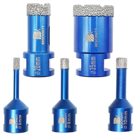 Diamantbohrer Fliesenbohrer Set -6 8 10 20 35mm Diamantbohrer für Porzellan Fliese Granit Marmor Trockenbohren