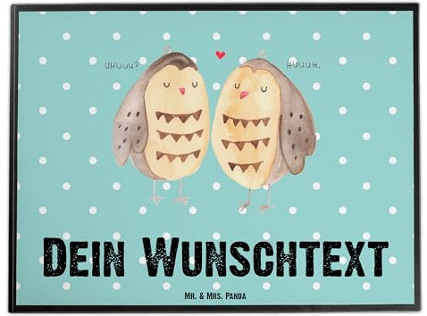 Mr. & Mrs. Panda Personalisierte Schreibtischunterlage Eulen Liebe - Geschenke, Eule, Paar, Namenspersonalisierung, Schreibtischauflage mit Namen, Schreibtisch Unterlagen, Hochzeitsspruch, Matte